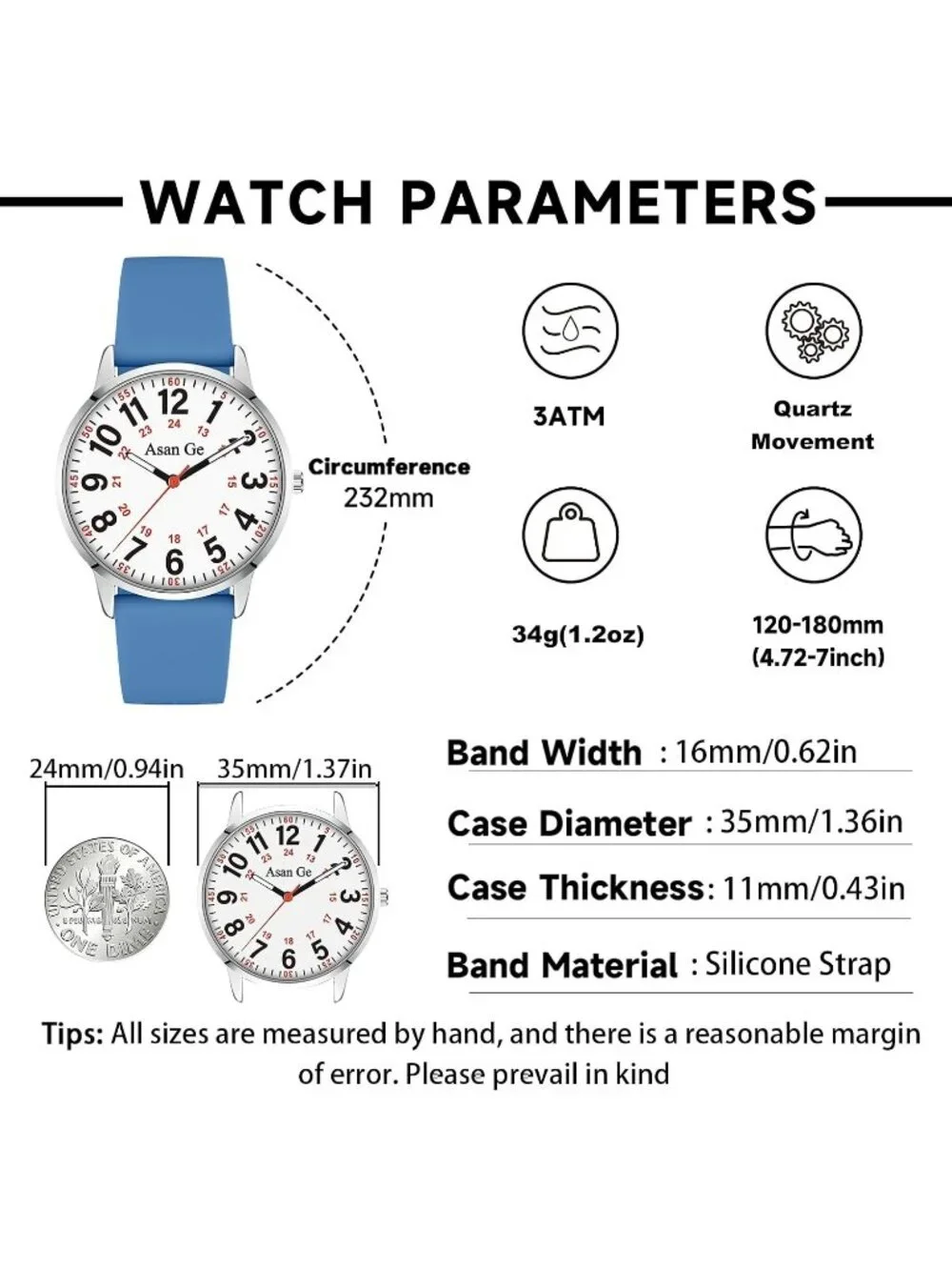 Women's Navy Silicone Strap Minimalist Waterproof Analog Fashion Wrist Watch_4